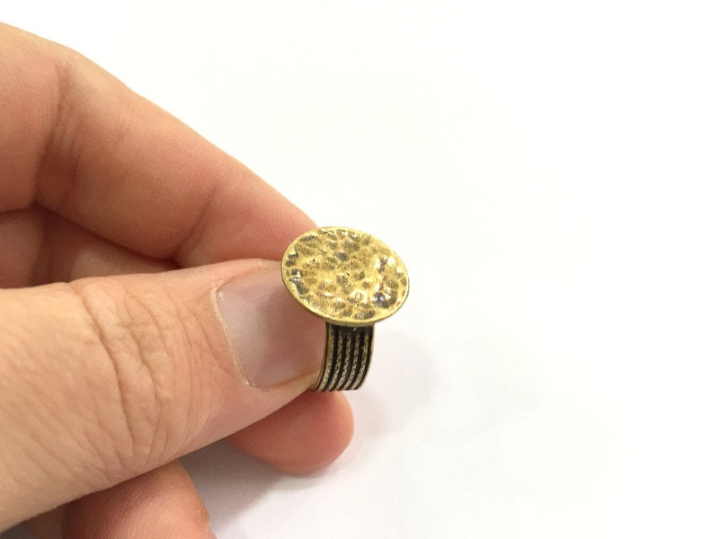 Adjustable Ring Blank, (15mm blank ) Antique Bronze Plated Brass G5518