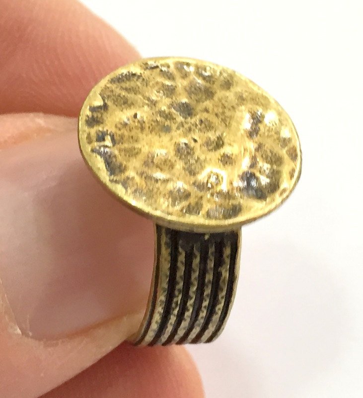 Adjustable Ring Blank, (15mm blank ) Antique Bronze Plated Brass G5518