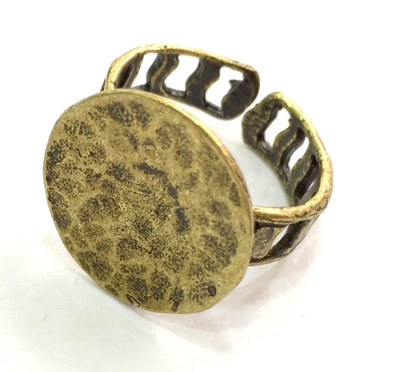 Adjustable Ring Blank, (15mm blank ) Antique Bronze Plated Brass G5519