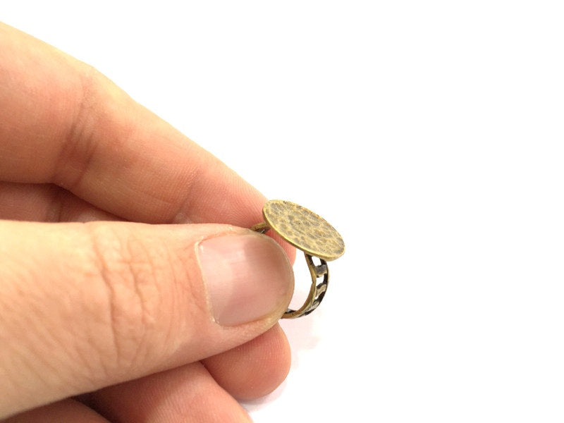 Adjustable Ring Blank, (15mm blank ) Antique Bronze Plated Brass G5519