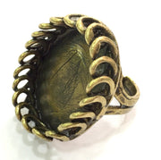 Adjustable Ring Blank, (25x18mm blank ) Antique Bronze Plated Brass G5520