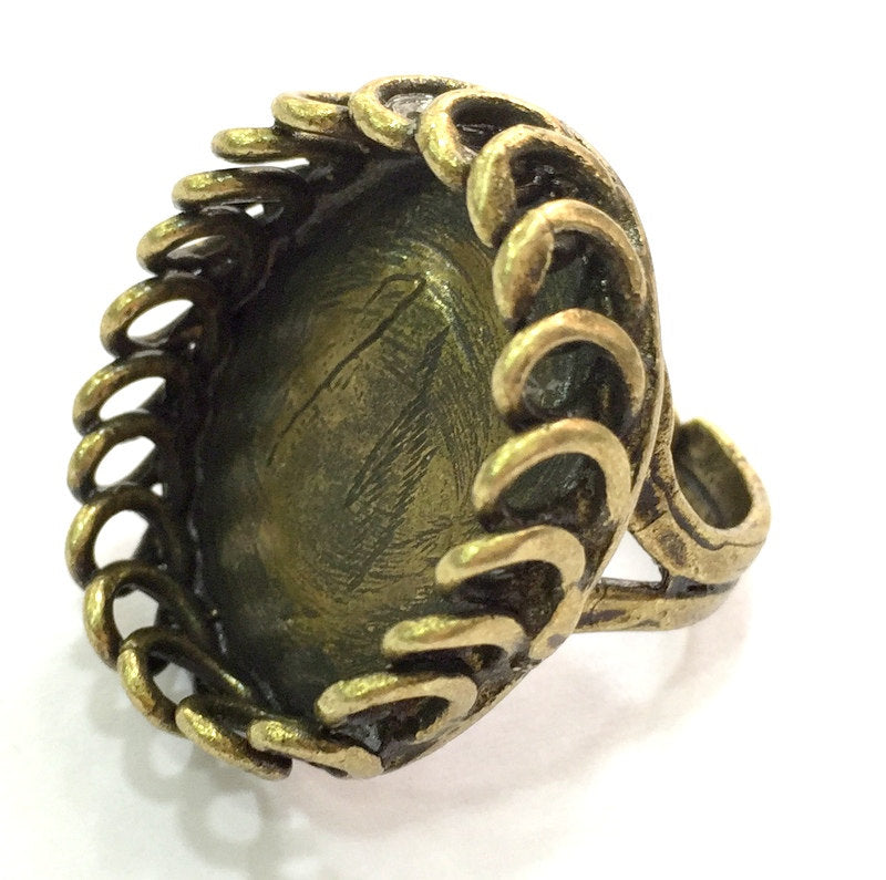 Adjustable Ring Blank, (25x18mm blank ) Antique Bronze Plated Brass G5520