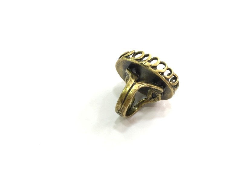 Adjustable Ring Blank, (25x18mm blank ) Antique Bronze Plated Brass G5520