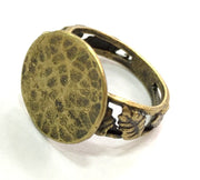 Adjustable Ring Blank, (15mm blank ) Antique Bronze Plated Brass G5523