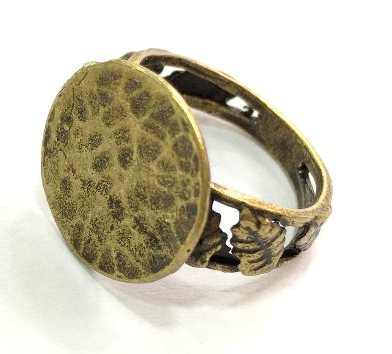 Adjustable Ring Blank, (15mm blank ) Antique Bronze Plated Brass G5523