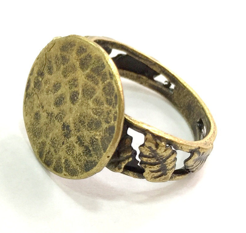 Adjustable Ring Blank, (15mm blank ) Antique Bronze Plated Brass G5523