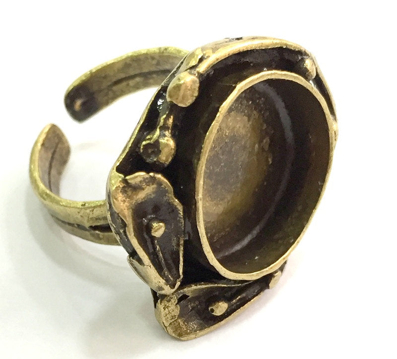 Adjustable Ring Blank, (16mm blank ) Antique Bronze Plated Brass G5524