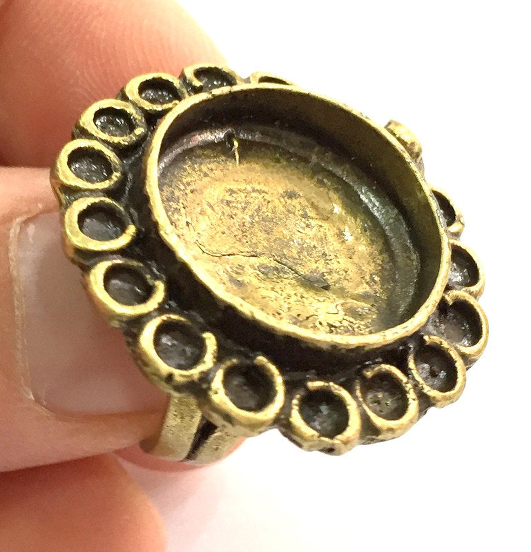 Adjustable Ring Blank, (20mm blank ) Antique Bronze Plated Brass G5525