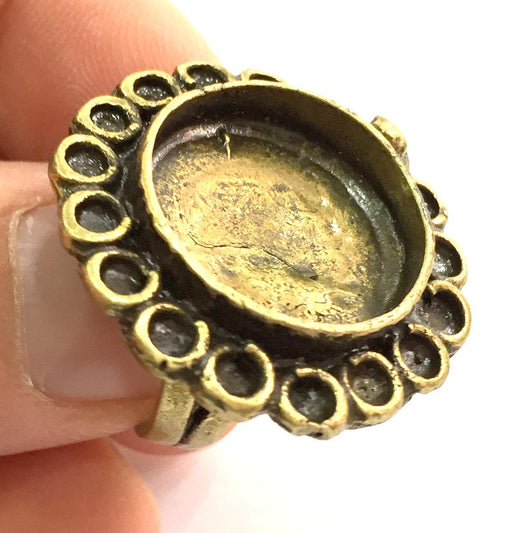 Adjustable Ring Blank, (20mm blank ) Antique Bronze Plated Brass G5525