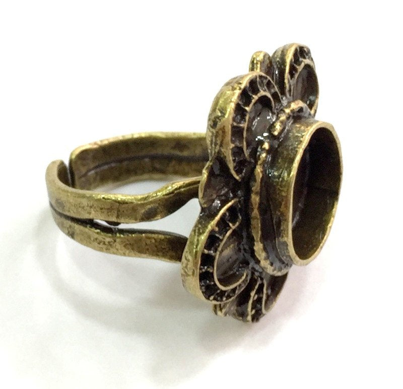Adjustable Ring Blank, (10mm blank ) Antique Bronze Plated Brass G5526