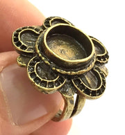 Adjustable Ring Blank, (10mm blank ) Antique Bronze Plated Brass G5526