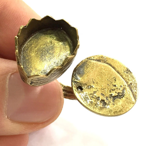 Adjustable Ring Blank, (20x15mm drop snd 15mm blank ) Antique Bronze Plated Brass G5527