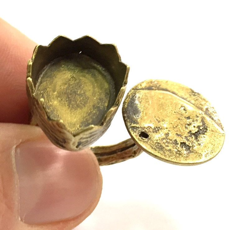 Adjustable Ring Blank, (20x15mm drop snd 15mm blank ) Antique Bronze Plated Brass G5527