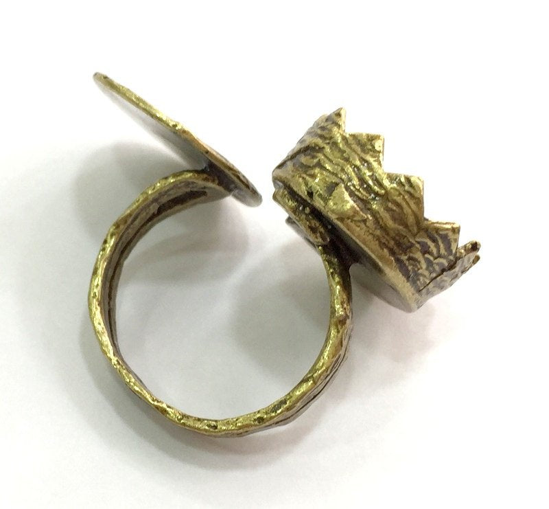 Adjustable Ring Blank, (20x15mm drop snd 15mm blank ) Antique Bronze Plated Brass G5527