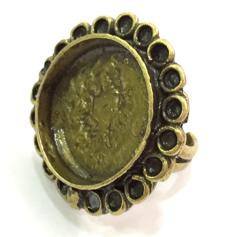 Adjustable Ring Blank, (25mm blank ) Antique Bronze Plated Brass G5509