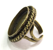 Adjustable Ring Blank, (25mm blank ) Antique Bronze Plated Brass G5511
