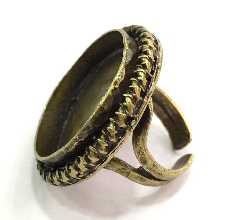 Adjustable Ring Blank, (25mm blank ) Antique Bronze Plated Brass G5511