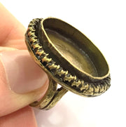 Adjustable Ring Blank, (25mm blank ) Antique Bronze Plated Brass G5511