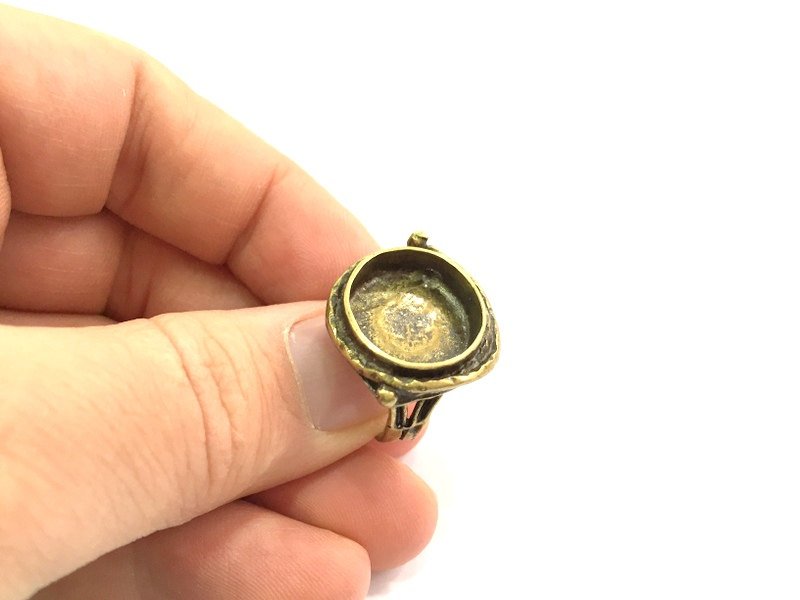 Adjustable Ring Blank, (16mm blank ) Antique Bronze Plated Brass G5515