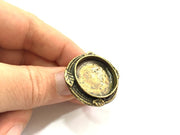 Adjustable Ring Blank, (25mm blank ) Antique Bronze Plated Brass G5516