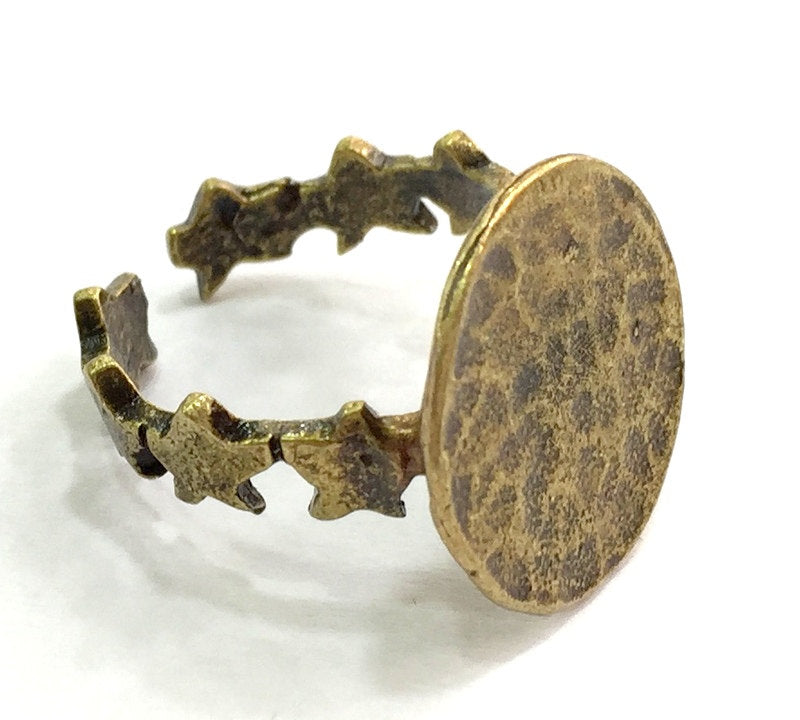 Adjustable Ring Blank, (15mm blank ) Antique Bronze Plated Brass G5517