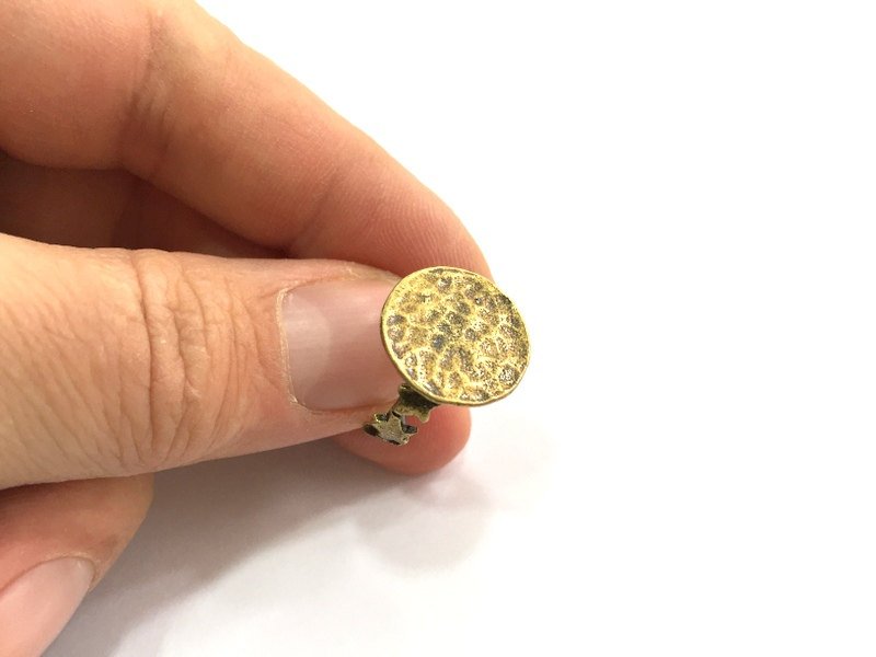 Adjustable Ring Blank, (15mm blank ) Antique Bronze Plated Brass G5517