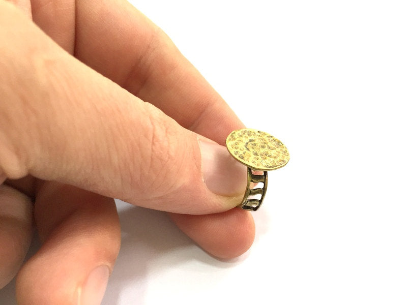Adjustable Ring Blank, (15mm blank ) Antique Bronze Plated Brass G5519