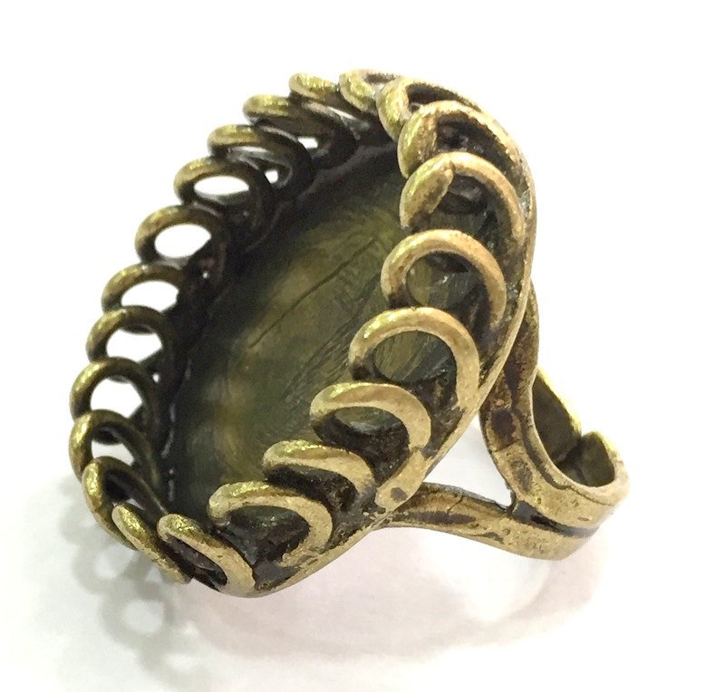 Adjustable Ring Blank, (25x18mm blank ) Antique Bronze Plated Brass G5520