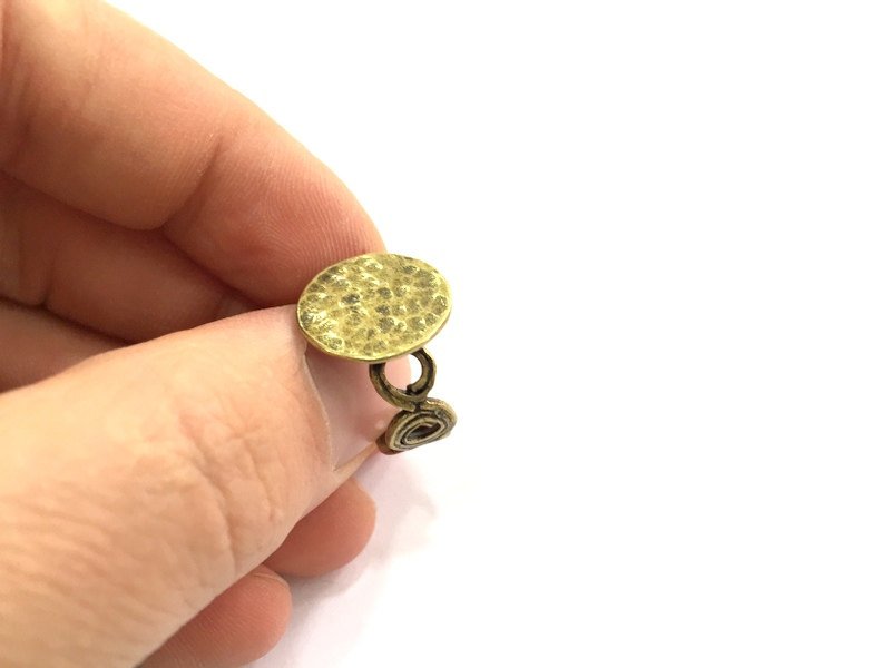 Adjustable Ring Blank, (15mm blank ) Antique Bronze Plated Brass G5521