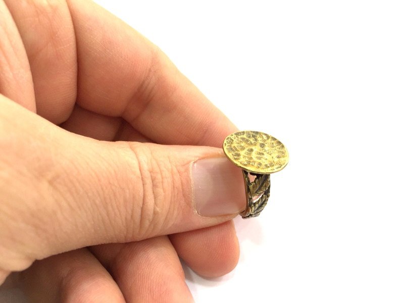 Adjustable Ring Blank, (15mm blank ) Antique Bronze Plated Brass G5523