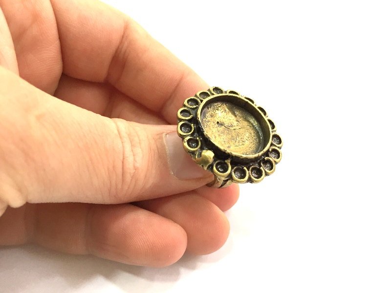Adjustable Ring Blank, (20mm blank ) Antique Bronze Plated Brass G5525