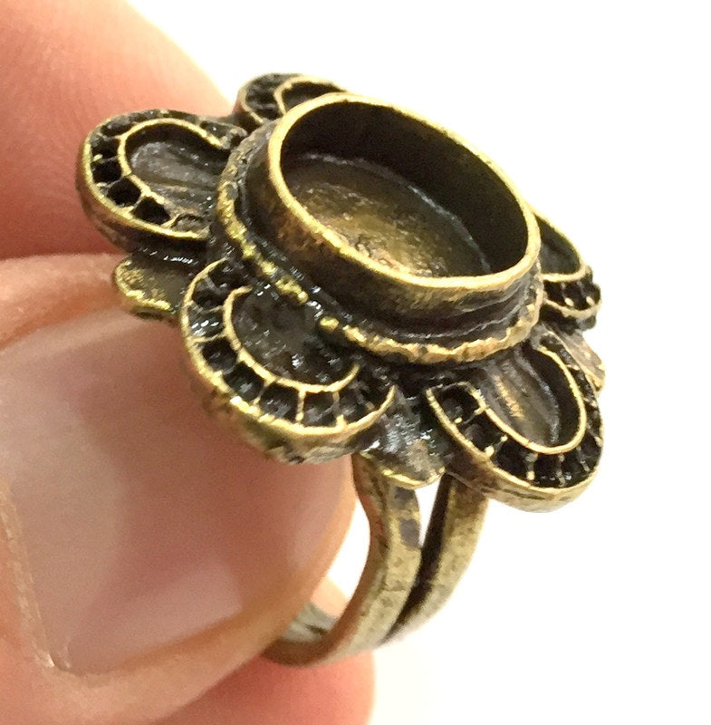 Adjustable Ring Blank, (10mm blank ) Antique Bronze Plated Brass G5526