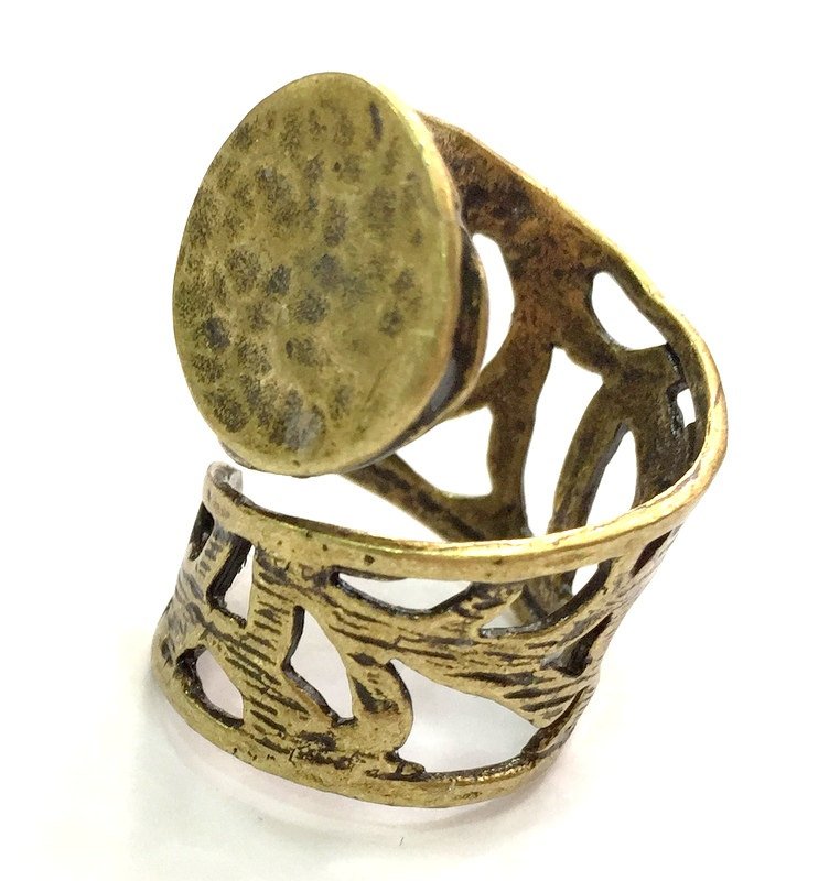 Adjustable Ring Blank, (20mm blank ) Antique Bronze Plated Brass G5533
