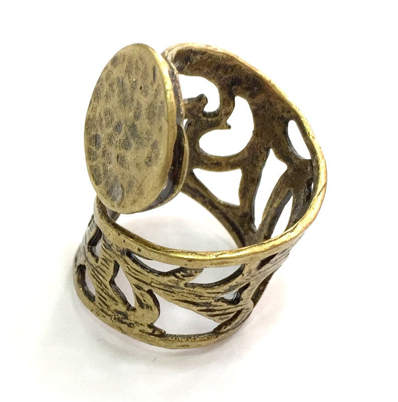 Adjustable Ring Blank, (20mm blank ) Antique Bronze Plated Brass G5533