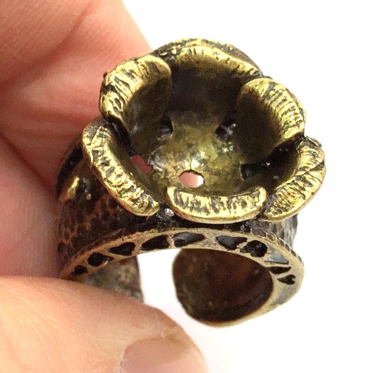 Adjustable Ring Blank, (12mm blank ) Antique Bronze Plated Brass G5534