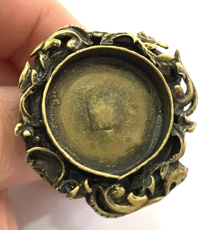 Adjustable Ring Blank, (25mm blank ) Antique Bronze Plated Brass G5538