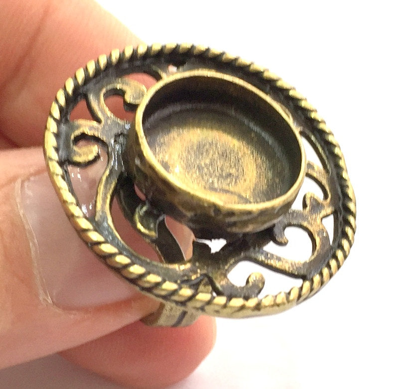 Adjustable Ring Blank, (16mm blank ) Antique Bronze Plated Brass G5539