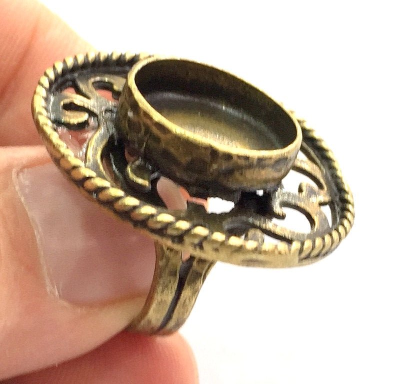 Adjustable Ring Blank, (16mm blank ) Antique Bronze Plated Brass G5539