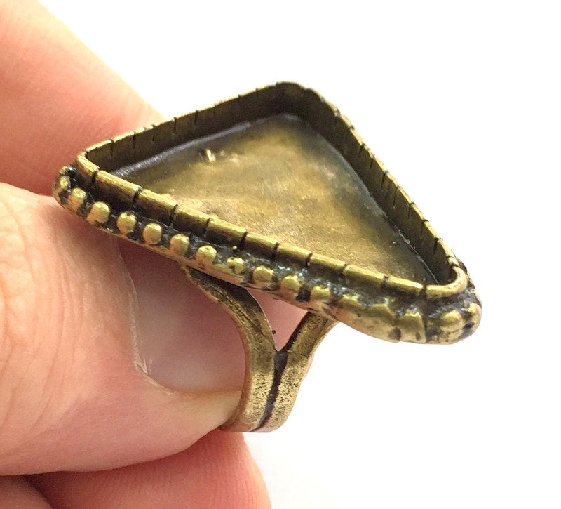 Adjustable Ring Blank, (35x30x30mm triangle blank ) Antique Bronze Plated Brass G5542