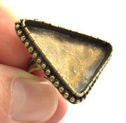 Adjustable Ring Blank, (35x30x30mm triangle blank ) Antique Bronze Plated Brass G5542