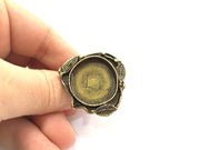 Adjustable Ring Blank, (25mm blank ) Antique Bronze Plated Brass G5548