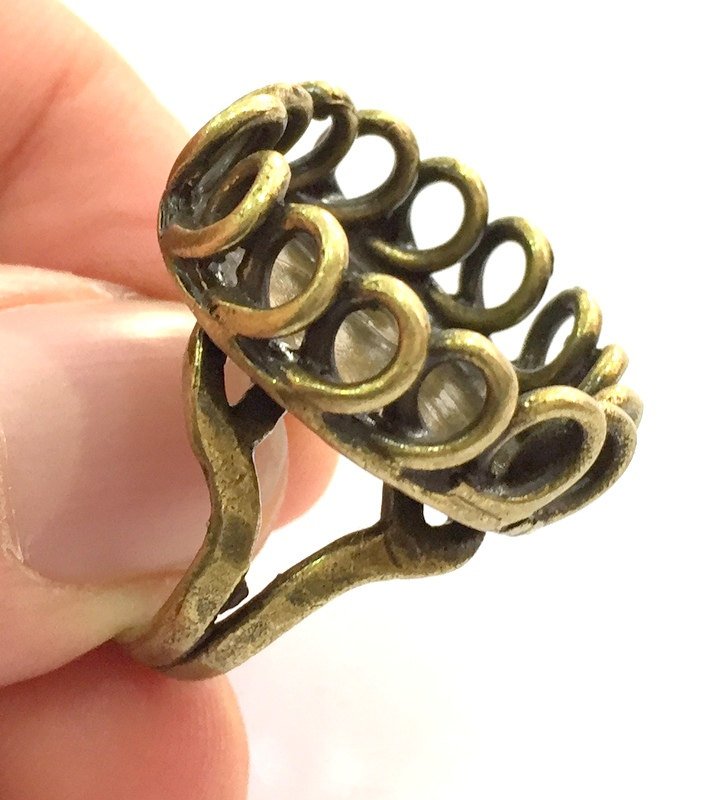 Adjustable Ring Blank, (20mm blank ) Antique Bronze Plated Brass G5549