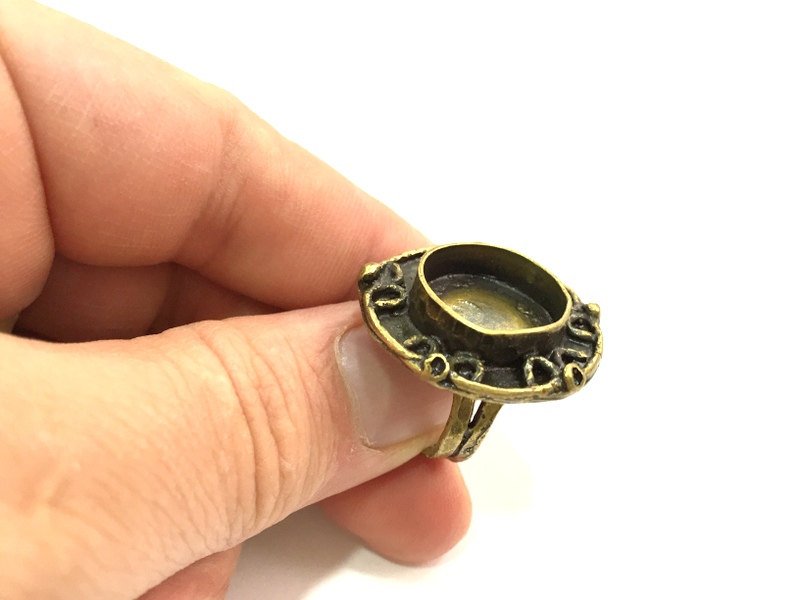 Adjustable Ring Blank, (16mm blank ) Antique Bronze Plated Brass G5553