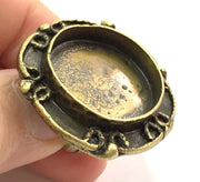 Ring Blank Bezel Setting (25mm blank ) Adjustable  Antique Bronze Plated Brass G5555