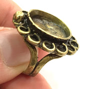 Adjustable Ring Blank, (16mm blank ) Antique Bronze Plated Brass G5558