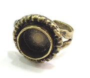 Ring Blank Base Bezel Setting Adjustable  Blank, (10mm blank ) Antique Bronze Plated Brass G5563
