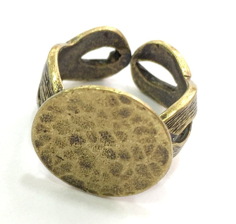 Adjustable Ring Blank, (15mm blank ) Antique Bronze Plated Brass G5566