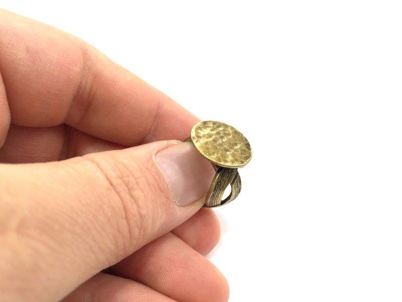 Adjustable Ring Blank, (15mm blank ) Antique Bronze Plated Brass G5566