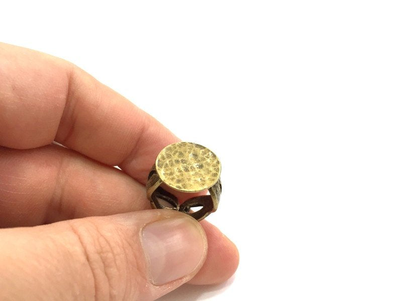 Adjustable Ring Blank, (15mm blank ) Antique Bronze Plated Brass G5566