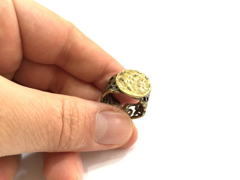 Antique Bronze Ring Blank Ring Bezel Adjustable  (15mm blank ) Antique Bronze Plated Brass G5572